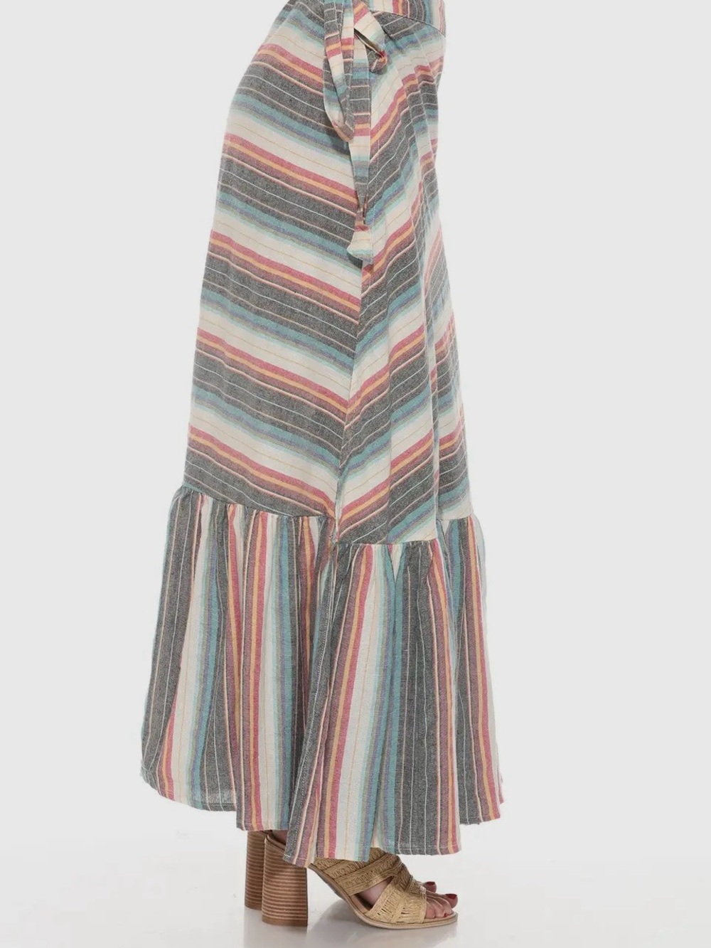 Striped Tiered Maxi Skirt - Multicolor